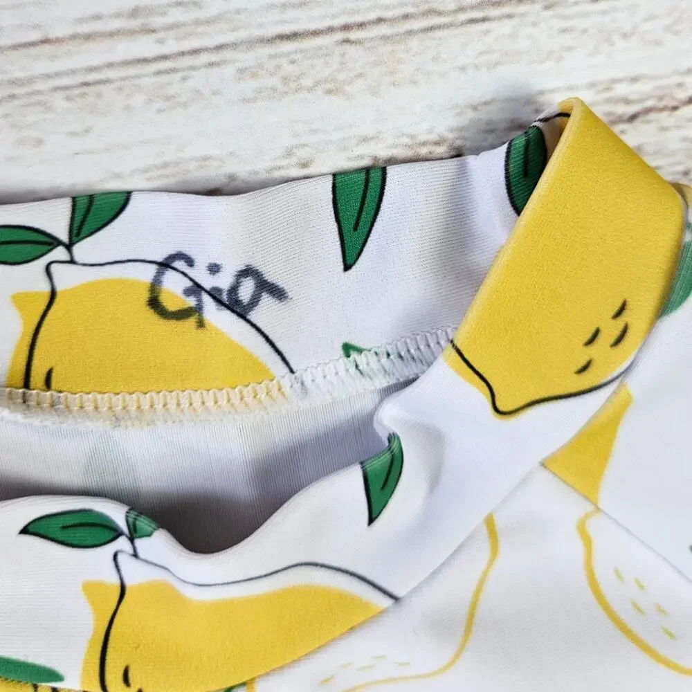 Shein Lemon Print Long Sleeve Rashguard sz 5T